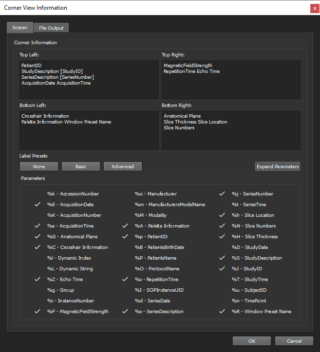Image of VivoQuant UI: Corner View information in Configuration