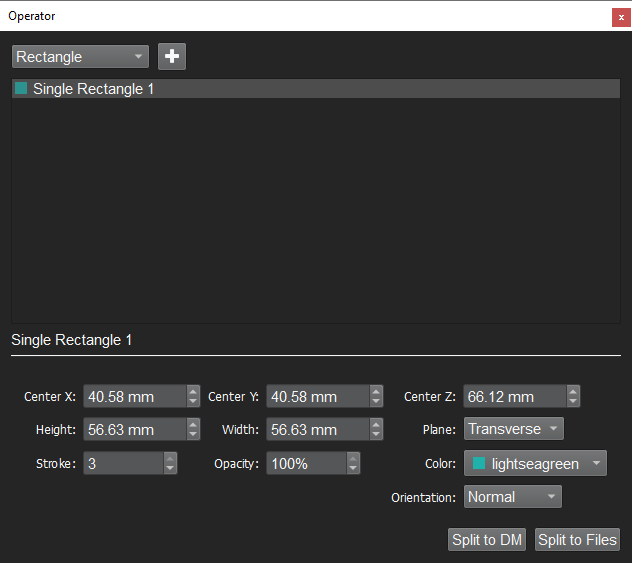 Image of VivoQuant UI: Close-up of Splitting Operator panel