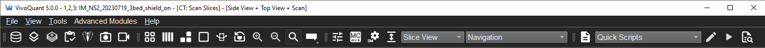 Image of VivoQuant UI: Application top bar showing StudyDescription