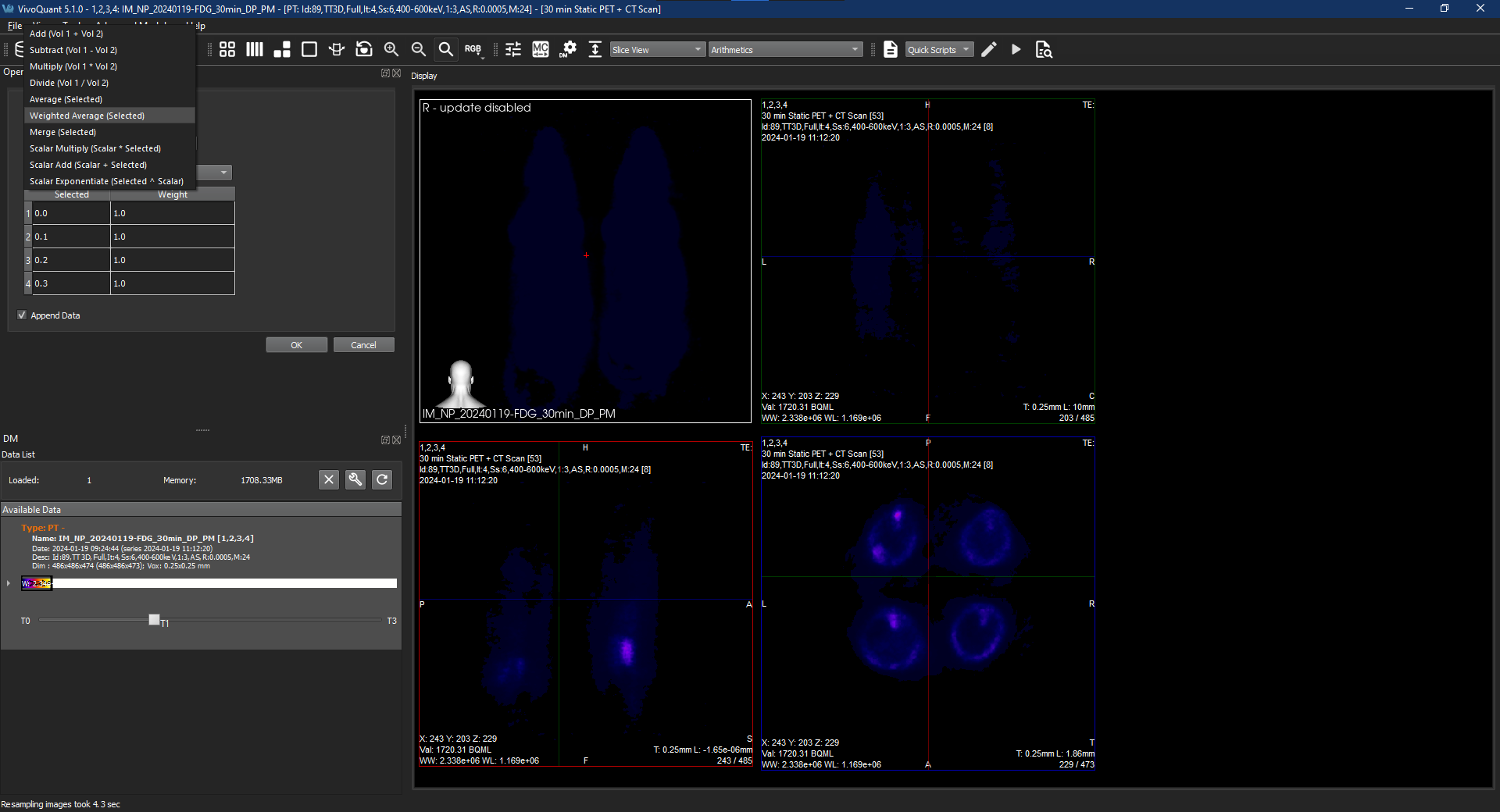 Image of VivoQuant UI: Arithmetics Operator full screen