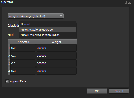 Image of VivoQuant UI: Arithmetics Operator Weighted Average options